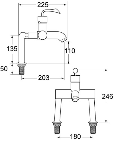 Technical image of Deva Energy Bath Filler Tap.