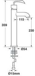 Technical image of Deva Energy High Rise Mixer Tap.