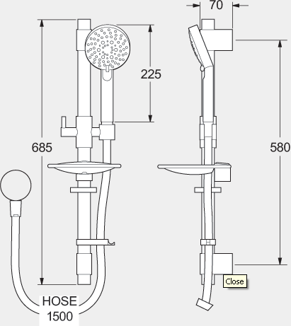 Technical image of Deva Envy Exposed Thermostatic Shower Valve With Multi Mode Kit.