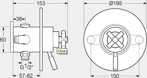 Technical image of Deva Envy Concealed Thermostatic Shower Valve, Multi Mode Kit & Regulator.