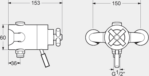 Technical image of Deva Envy Exposed Thermostatic Shower Valve, Multi Mode Kit & Regulator.