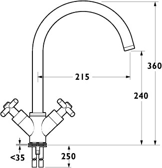 Technical image of Deva Expression Expression Monoblock Sink Mixer with Swivel Spout.