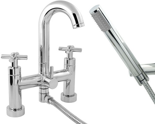 Larger image of Deva Expression Deck Mounted Bath Shower Mixer Tap With Shower Kit.