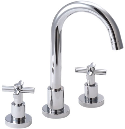 Larger image of Deva Expression 3 Hole Basin Mixer Tap With Swivel Spout And Pop Up Waste.