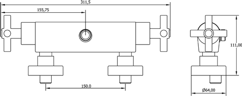 Technical image of Deva Expression Thermostatic Exposed Bar Shower Valve (Chrome).