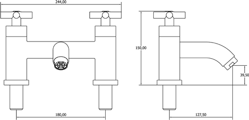 Technical image of Deva Expression Bath Filler Tap (Chrome).