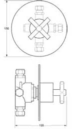 Technical image of Deva Expression 3 Way Shower Diverter (Chrome).