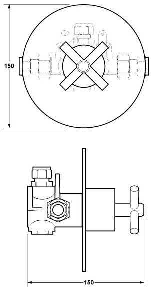 Technical image of Deva Expression Thermostatic Shower Blending Valve (Chrome).