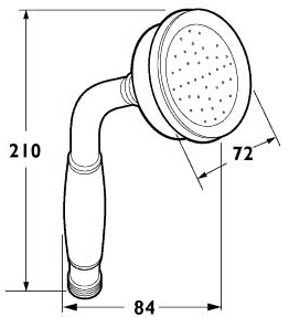 Technical image of Deva Shower Heads Traditional Shower Handset (Gold).