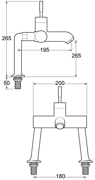 Technical image of Deva Evolution Bath Filler Tap.