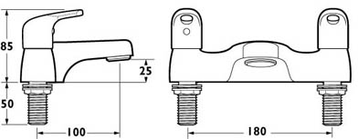 Technical image of Deva Excel Bath Filler Tap (Chrome).