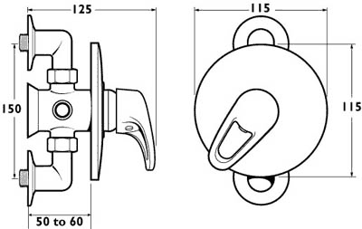 Technical image of Deva Excel Manual Concealed Shower Valve (Gold).