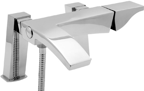 Larger image of Deva Fischio Bath Shower Mixer Tap With Shower Kit (Chrome).