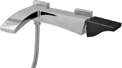 Larger image of Deva Fischio Wall Mounted Bath Shower Mixer Tap (Black Handle).