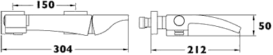 Technical image of Deva Fischio Wall Mounted Bath Filler Tap (Chrome).