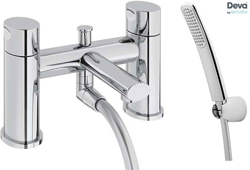 Larger image of Deva Funky Bath Shower Mixer Tap With Shower Kit (Chrome).