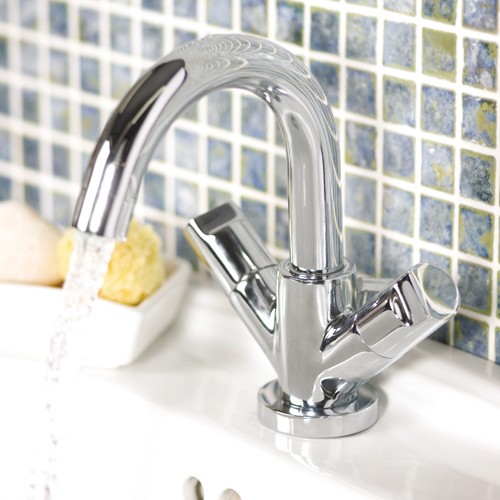 Example image of Deva Ikon Mono Basin Mixer Tap With Swivel Spout And Pop Up Waste.