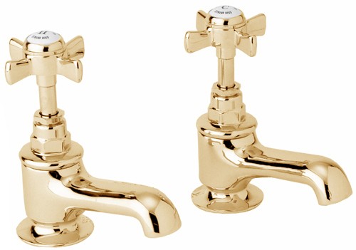 Larger image of Deva Imperial Basin Taps (Pair, Gold).