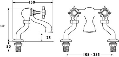 Technical image of Deva Imperial Bath Filler Tap (Chrome).