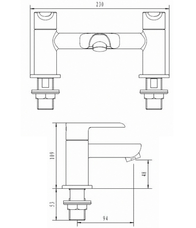 Technical image of Methven Kea Bath Filler Tap (Chrome).