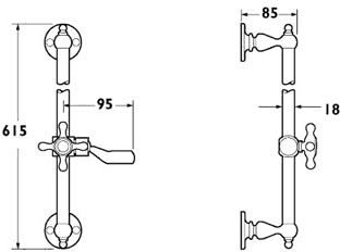 Technical image of Deva Shower Kits Traditional Riser Rail Kit With Handset (Chrome).