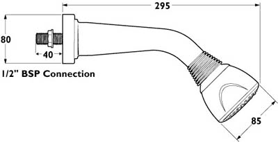 Technical image of Deva Shower Heads Kit S2 Single Function Shower Head With Arm (Chrome).
