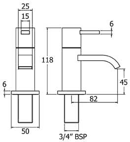 Technical image of Deva Linx Bath Taps (Pair, Chrome).