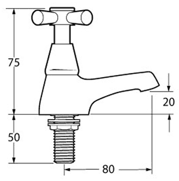 Technical image of Deva Milan Basin Taps With Metal Backnuts (Chrome).