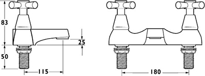 Technical image of Deva Milan Bath Filler Tap.