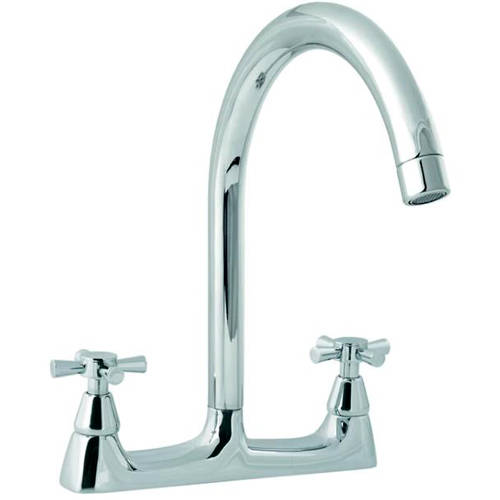 Larger image of Deva Milan High Spout Deck Sink Mixer Kitchen Tap (Chrome).