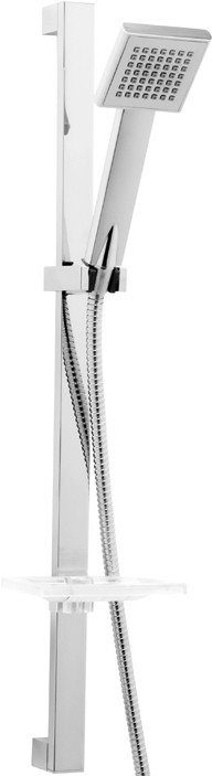 Larger image of Deva Shower Kits Modern Slide Rail Kit With Square Handset & Hose (Chrome).