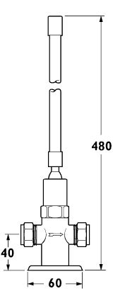 Technical image of Deva Commercial Preset Non-Concussive Knee Operated Tap Unit.