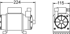 Technical image of Deva Pumps 1.4 Bar Single Automatic Shower Pump With Hoses.