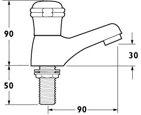 Technical image of Deva Pelican Bath Taps (Pair, Chrome).