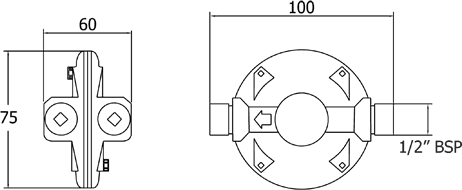 Technical image of Deva Thermostatic Pressure Equalising Valve.