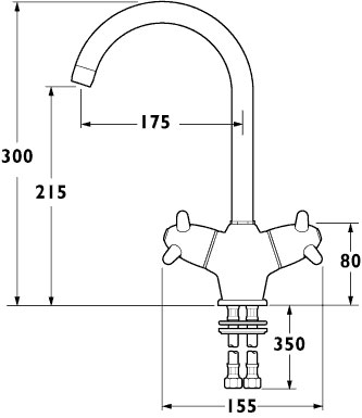 Technical image of Deva Prelude Monoblock Sink Mixer with Swivel Spout