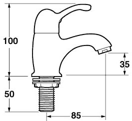 Technical image of Deva Provence Basin Taps (Pair, Chrome).