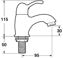 Technical image of Deva Provence Bath Taps (Pair, Chrome).