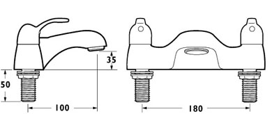 Technical image of Deva Provence Bath Filler Tap (Chrome).