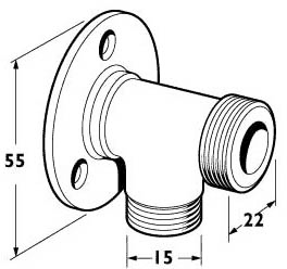 Technical image of Deva Accessories 15mm Shower Back Plate Elbows (Pair, Chrome).