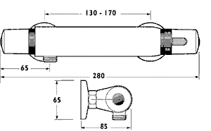 Technical image of Deva Shower Apex Thermostatic Shower Valve.