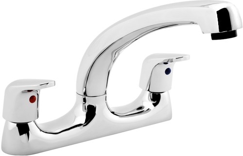 Larger image of Deva Reva Deck Mounted Kitchen Mixer Tap With Swivel Spout (Chrome).