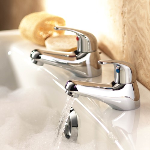 Example image of Deva Revelle Bath Taps (Pair, Chrome).