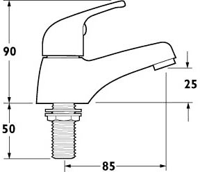 Technical image of Deva Revelle Bath Taps (Pair, Chrome).