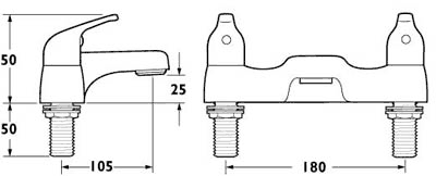 Technical image of Deva Revelle Bath Filler Tap (Chrome).