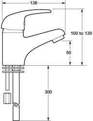 Technical image of Deva Revelle Mini Mono Basin Mixer Tap (Chrome).