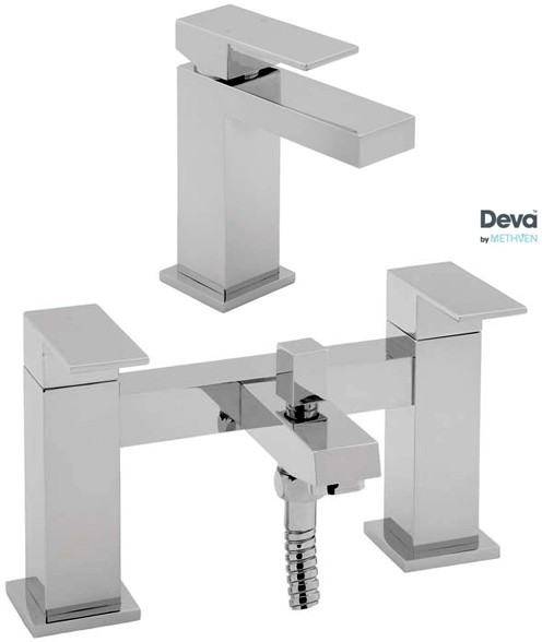 Larger image of Deva Savvi Basin & Bath Shower Mixer Tap Set (Chrome).