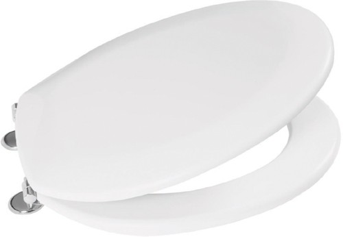 Larger image of Deva Toilet Seats Toilet Seat With Stainless Steel Hinges (White, Plastic).