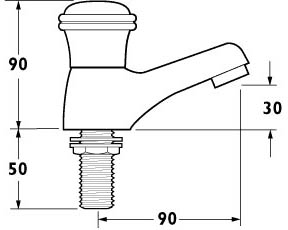 Technical image of Deva Senate Bath Taps (Pair, Gold).