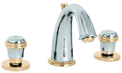 Larger image of Deva Senate 3 Hole Basin Mixer Tap With Pop Up Waste (Chrome And Gold).